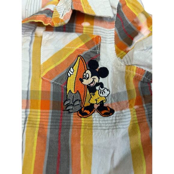 Vintage Disney Baby Mickey Mouse Plaid Button Down Shirt Infant size 6 Months - Picture 2 of 5
